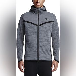 Nike Tech Knit Windrunner Hoodie Jacket Mens Size Large Gray Black 728685-043